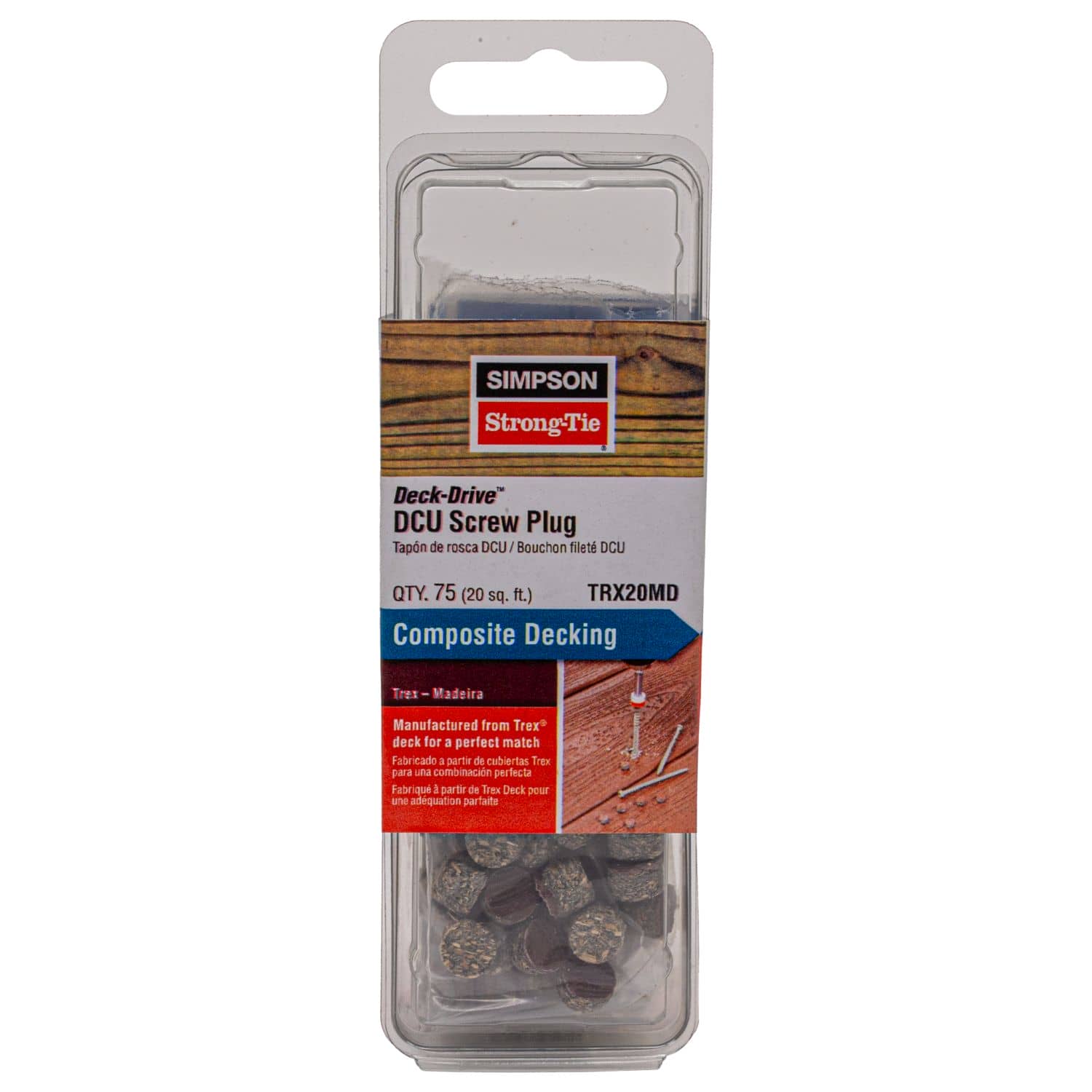 Simpson Strong-Tie TRX20MD Deck-Drive DCU Screw Plug,  Trex Madeira, 75-Pack