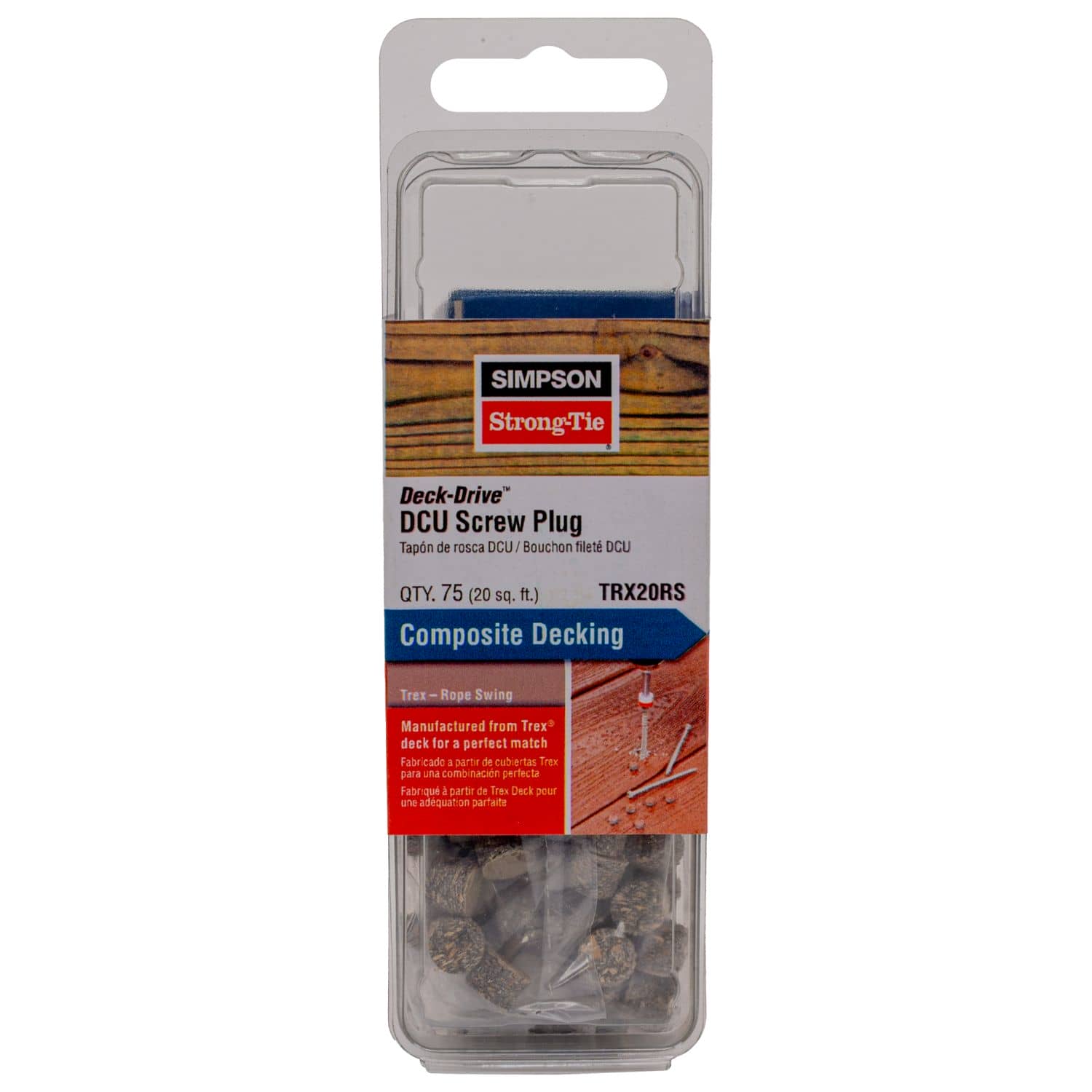 Simpson Strong-Tie TRX20RS Deck-Drive DCU Screw Plug,  Trex Rope Swing, 75-Pack