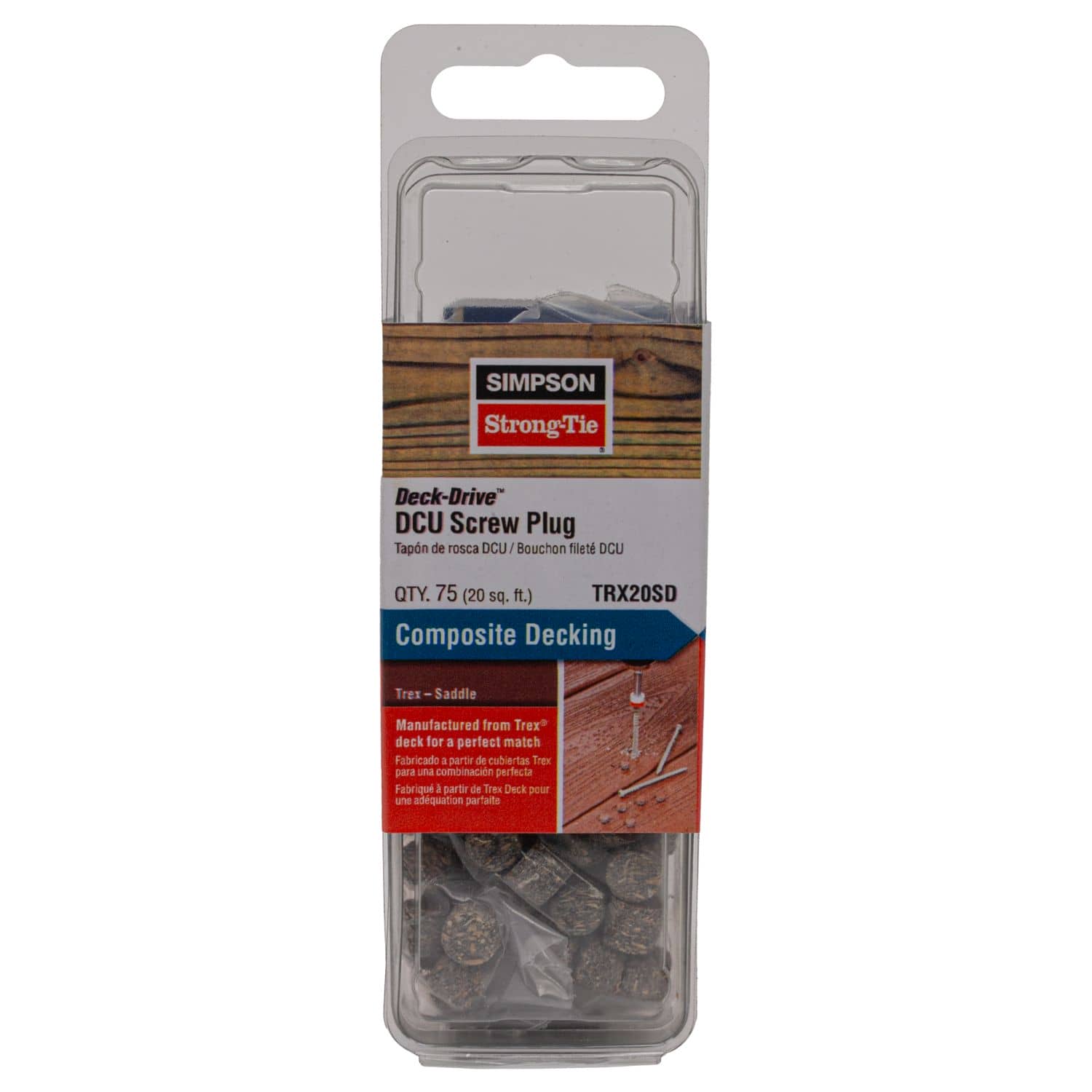 Simpson Strong-Tie TRX20SD Deck-Drive DCU Screw Plug,  Trex Saddle, 75-Pack