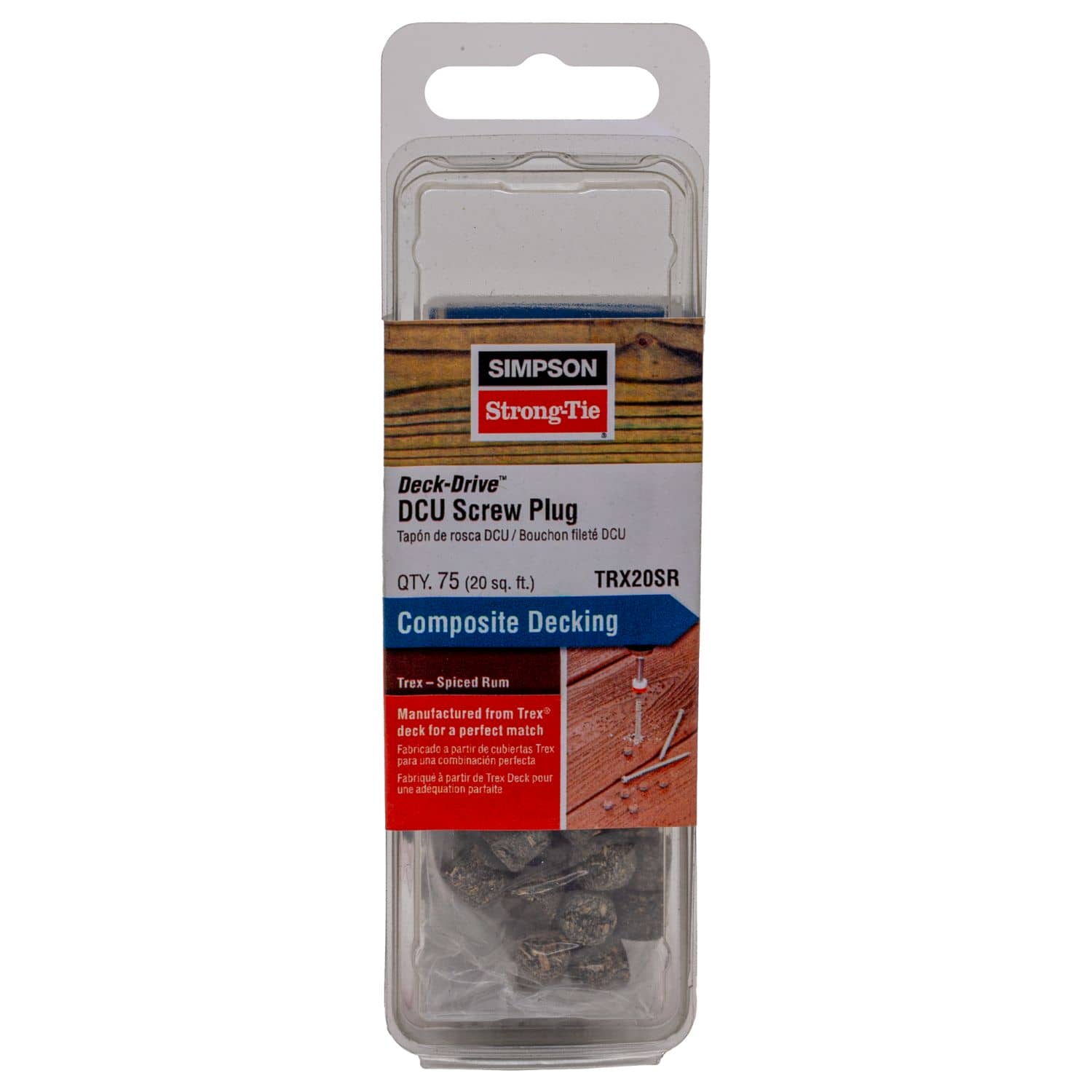Simpson Strong-Tie TRX20SR Deck-Drive DCU Screw Plug,  Trex Spiced Rum, 75-Pack