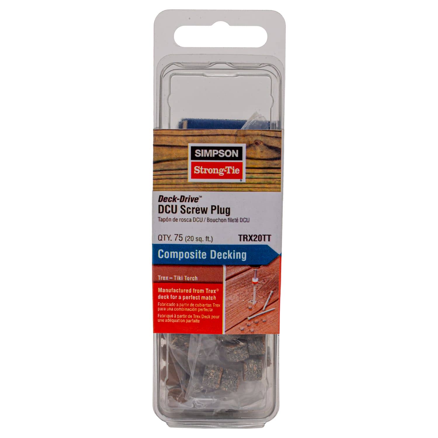 Simpson Strong-Tie TRX20TT Deck-Drive DCU Screw Plug,  Trex Tiki Torch, 75-Pack