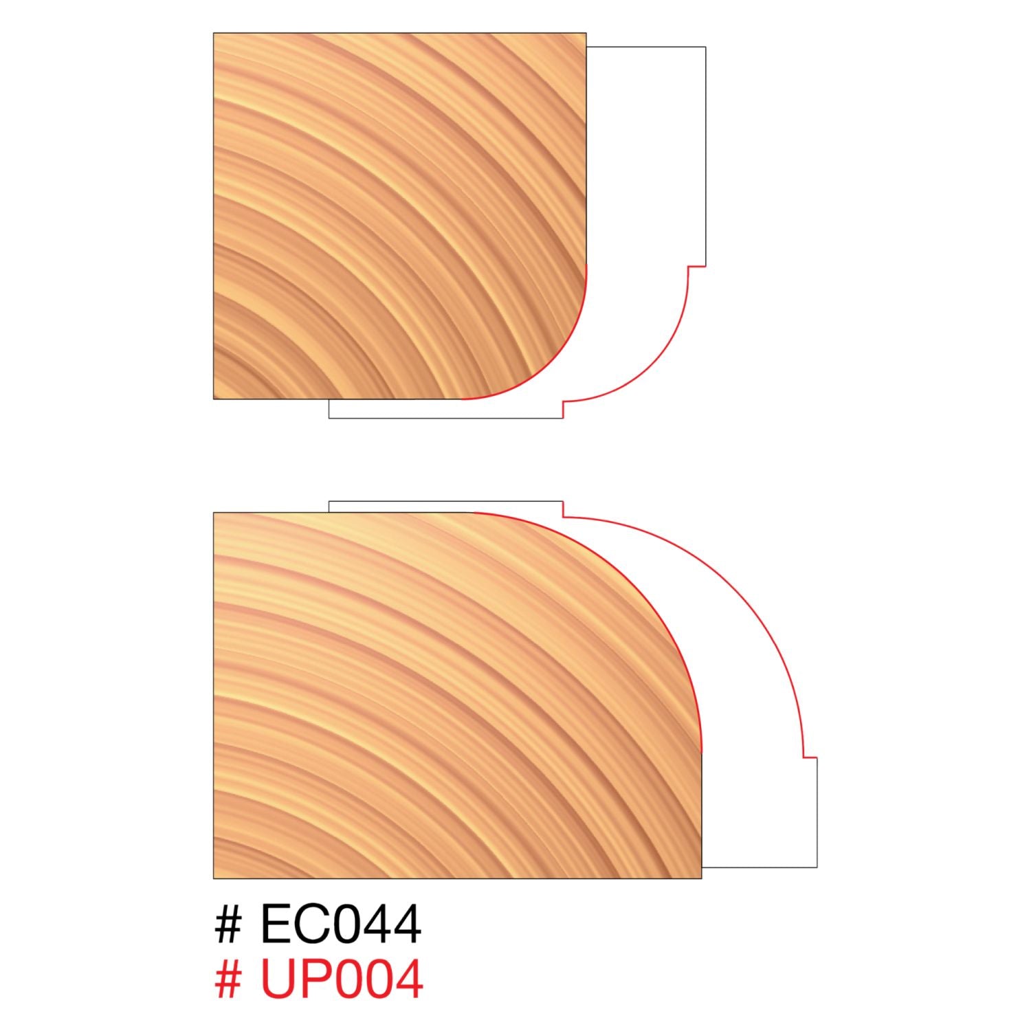 Freud UP004-IC 3-9/16 in. x 1 in. x 1-1/4 in. Combination 1/4 in. & 1/2 in. Round Over Cutters