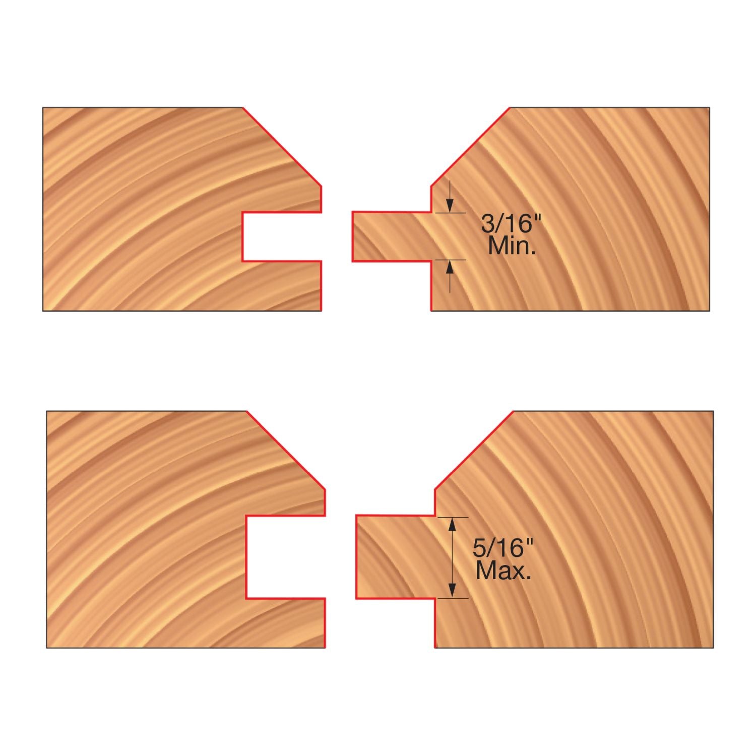Freud UP191-IC 4-1/8 in. x 1-1/16 in. - 1-3/16 in. x 1-1/4 in. V-Paneling Cutter Sets