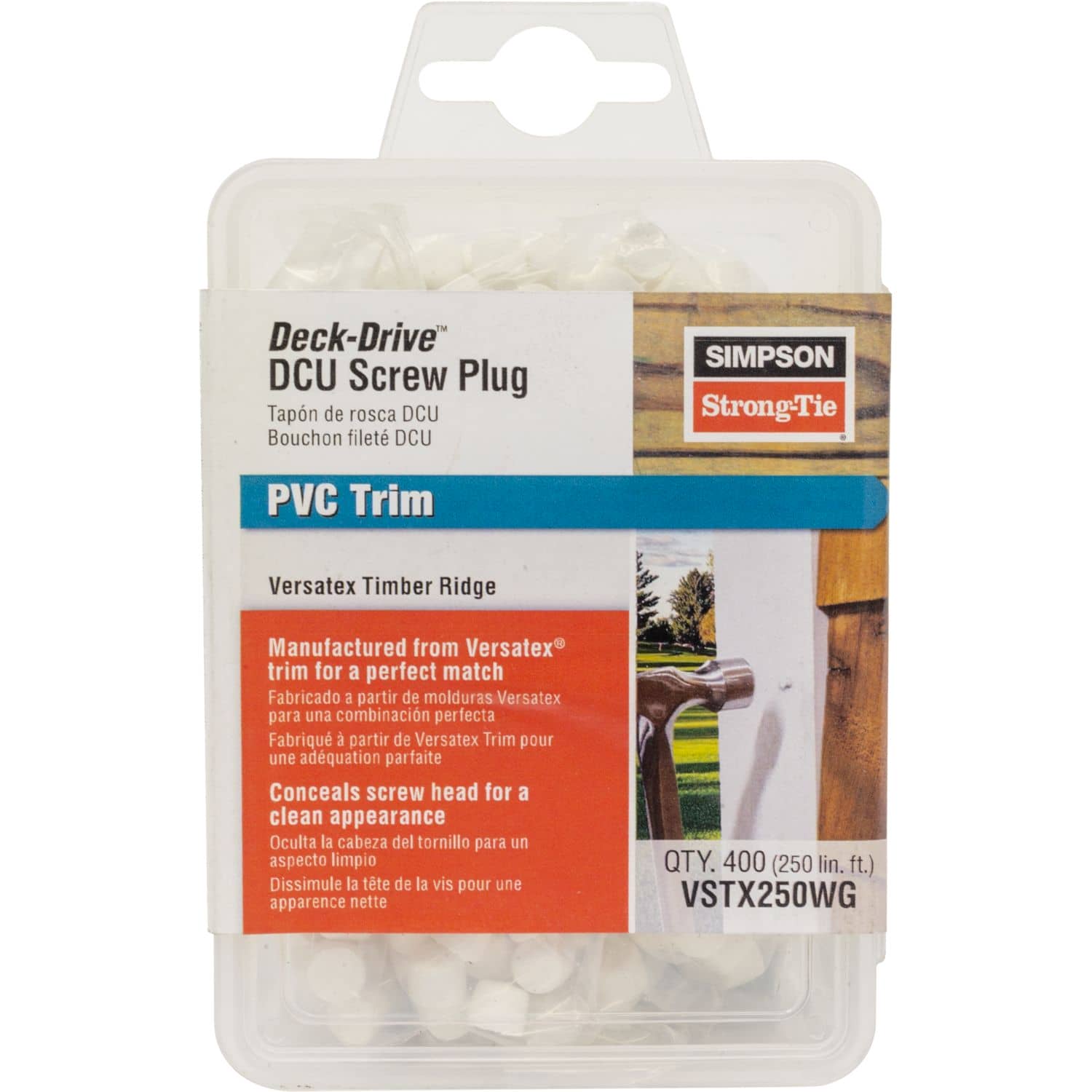 Simpson Strong-Tie VSTX250WG Deck-Drive DCU Screw Plug,  Versatex Timber Ridge, 400-Pack