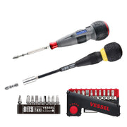 Vessel 220USBS1U e-ASSIST Higher-Speed Screwdriver w/ Impact Ball 11-Pc Bit Set & BALL GRIP Ratchet Screwdriver Set