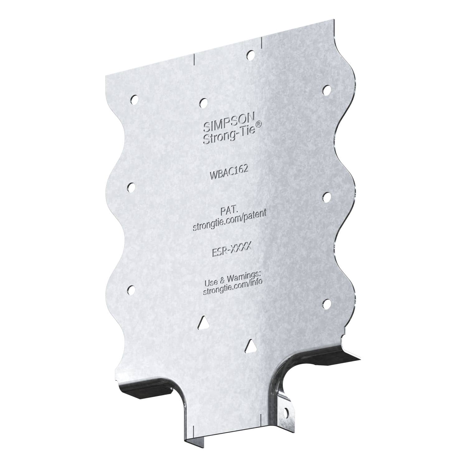 Simpson Strong-Tie WBAC162-R50 WBAC Wood Backing Steel Connector for 1-1/4-in. to 1-5/8-in. Flange, 50-Pack