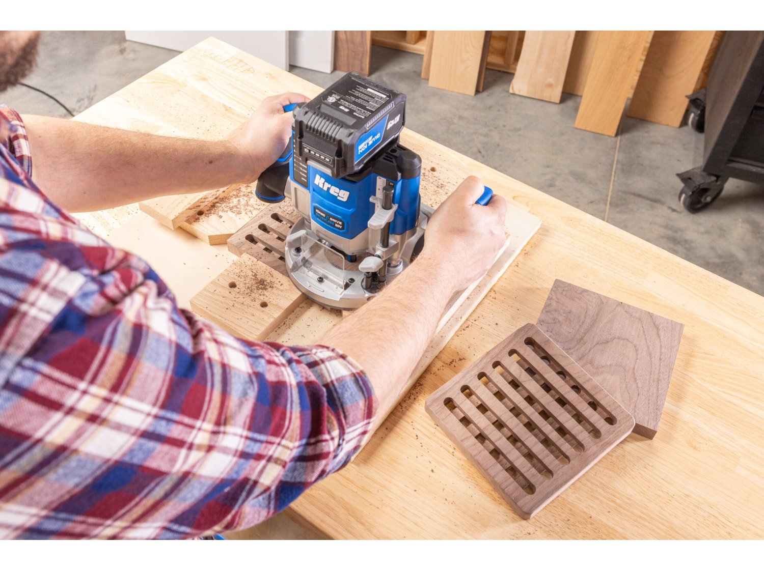Kreg 20V Cordless Ionic Drive 2 -1/4 Horsepower Plunge Router, Tool Only (KPTPR225B)