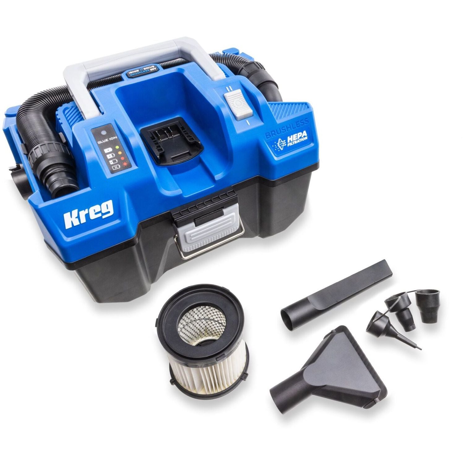 Kreg KPTWDV026B 20V Ionic Drive Wet/Dry HEPA Vac, Tool Only