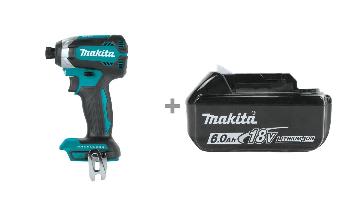 Makita XDT13Z 18V LXT Brushless Impact Driver with BL1860B 18V LXT 6.0Ah Battery bundle