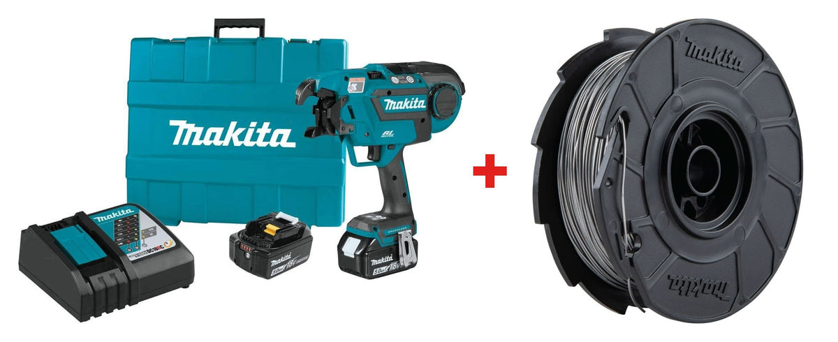 Makita XRT01TK Rebar Tying Tool Kit with 191L22-4 Steel Tie Wire 50-Pack