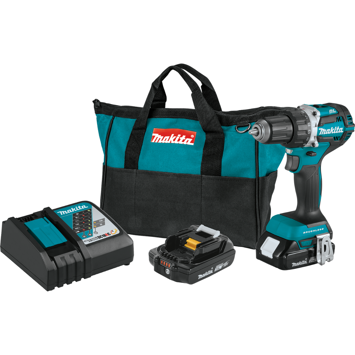 Makita XFD12R 18V LXT Lithium-Ion Compact Brushless Cordless 1/2" Driver-Drill Kit (2.0Ah)