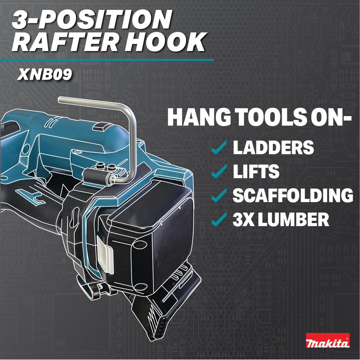 Makita 18V LXT Brushless 2-1/2-in. Positive Placement Metal Connector Nailer (XNB09Z) - feature highlights 29