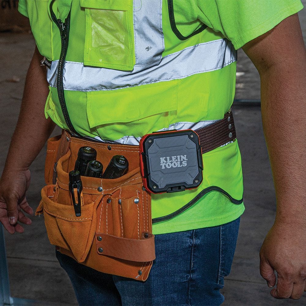 Klein AEPJS2 Bluetooth Speaker, Wireless Portable Jobsite Speaker Plays Audio and Answers Calls Hands Free, with Magnetic Strap