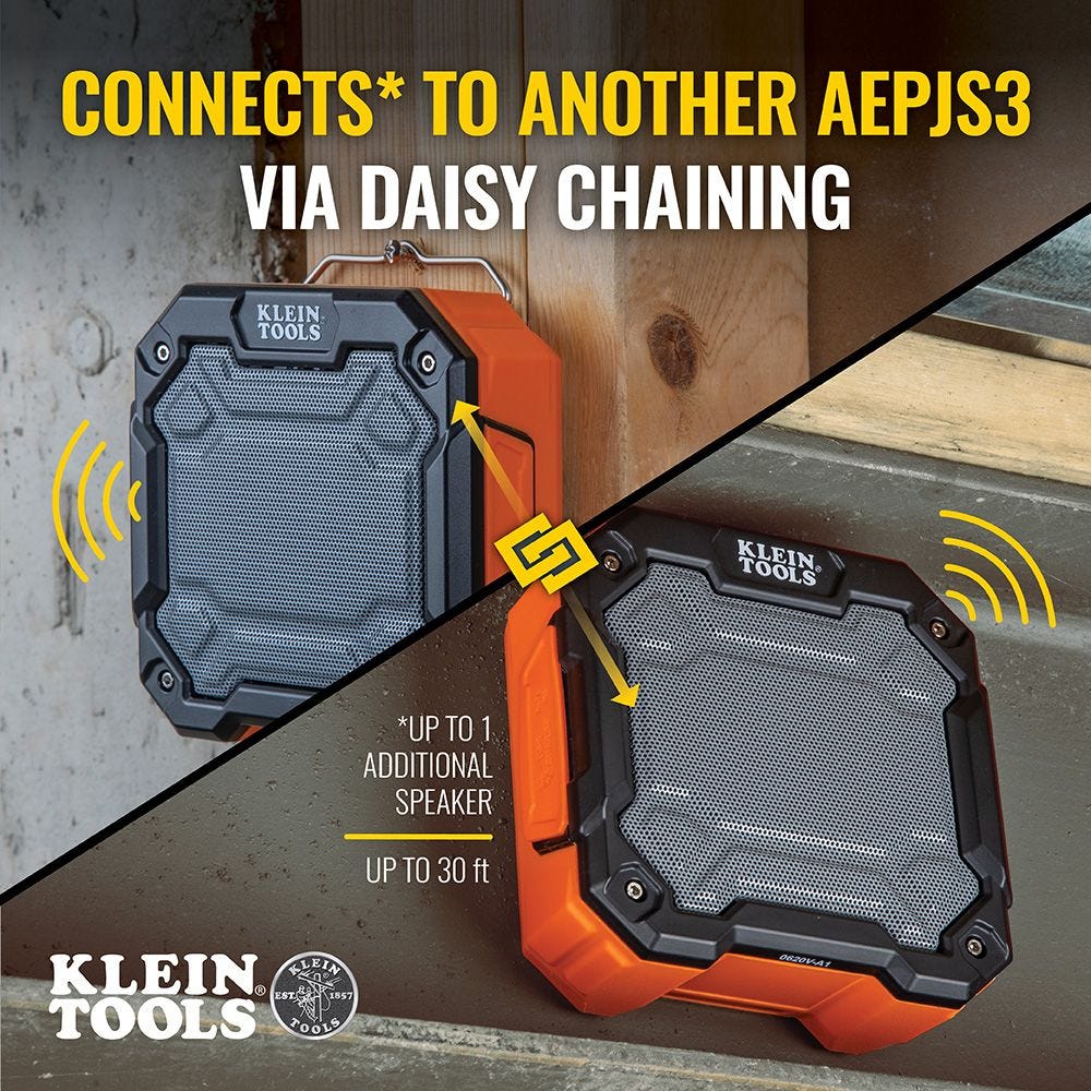 Klein AEPJS3 Portable Bluetooth Jobsite Speaker with Magnet and Hook
