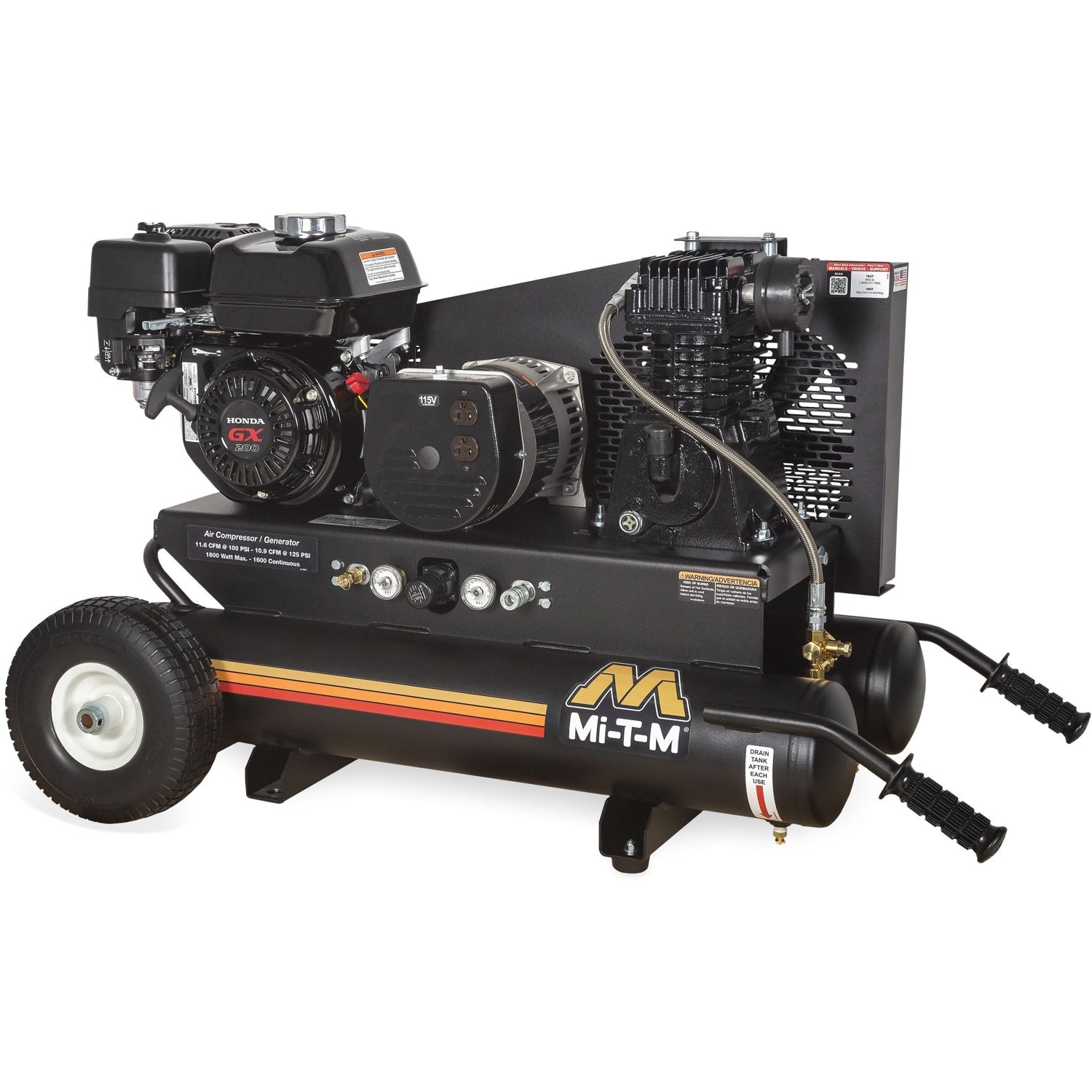 Mi-T-M AG1-PH65-08M1 8-Gallon Single Stage Gasoline Air Compressor/Generator Combination