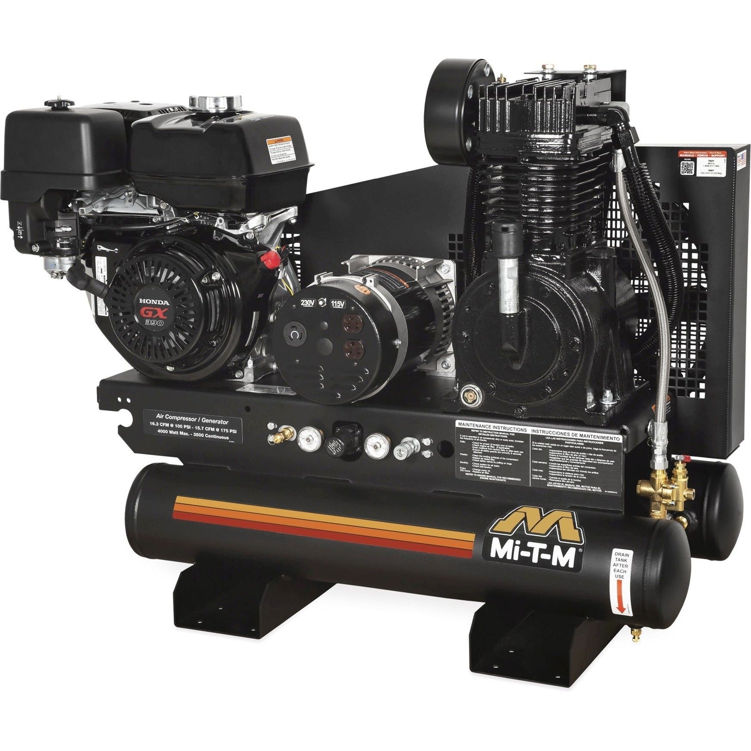 Mi-T-M AG2-SH13-08M1 8-Gallon Two Stage Air Compressor/Generator Combination