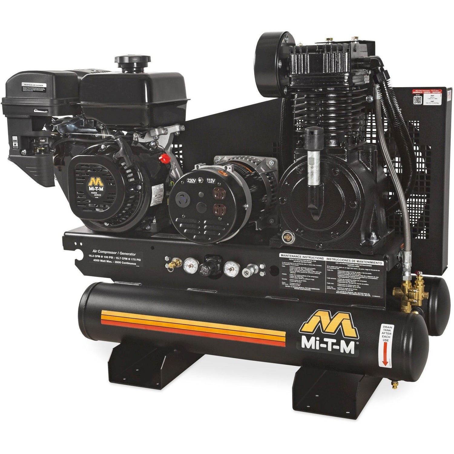 Mi-T-M AG2-SM14-08M1 8-Gallon Two Stage Air Compressor/Generator Combination