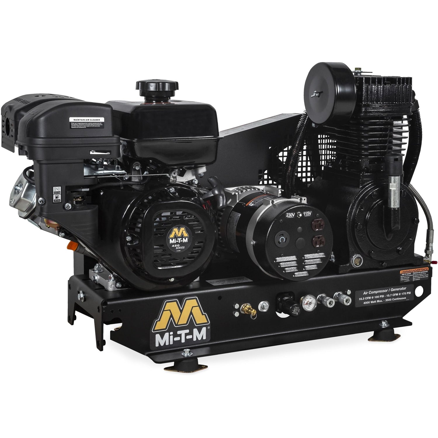 Mi-T-M AG2-SM14-B Base-Mount Two Stage Air Compressor/Generator Combination