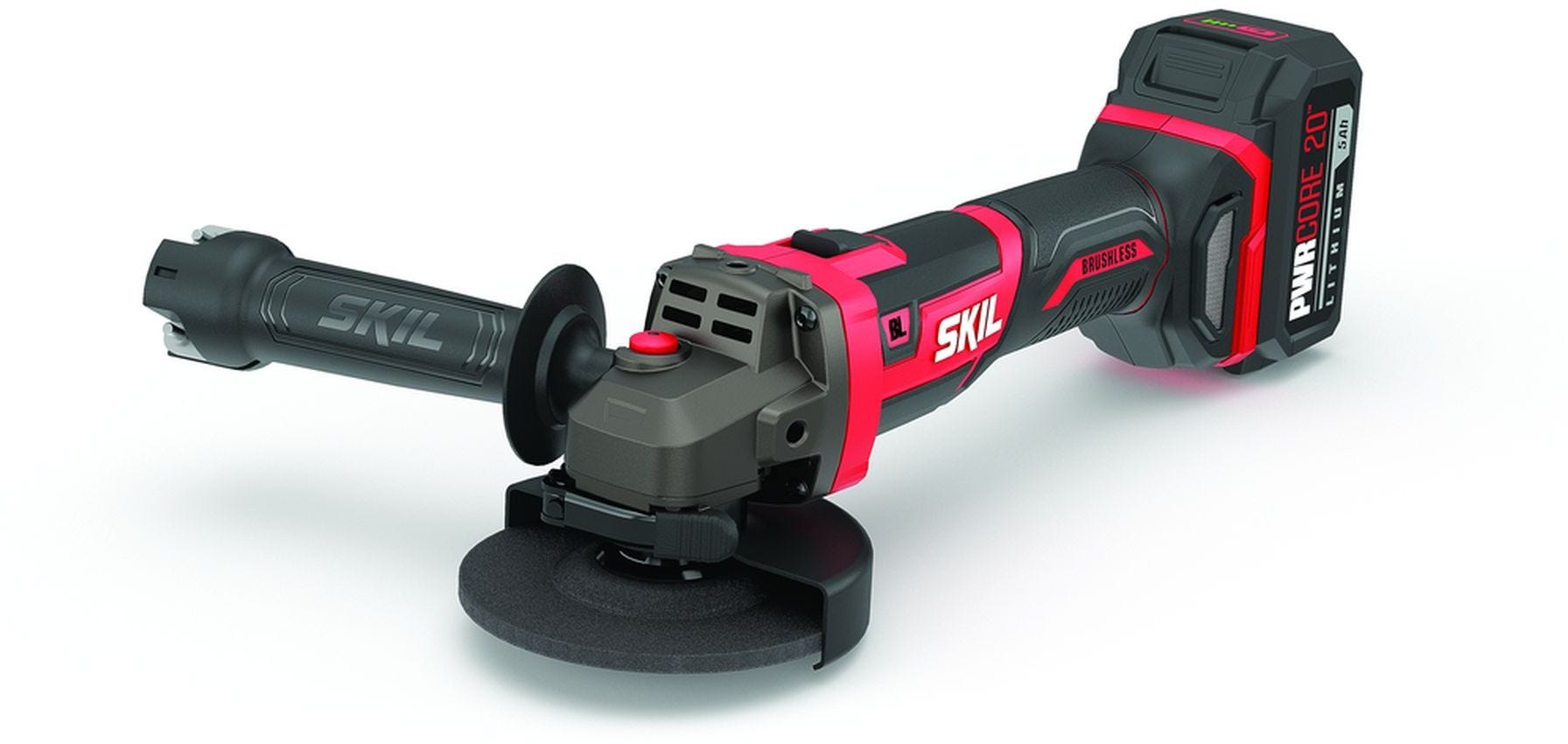 SKIL AG2907-1A PWRCore 20 Brushless 20V 4-1/2" Angle Grinder Kit with 5.0Ah Battery and PWR JUMP Charger