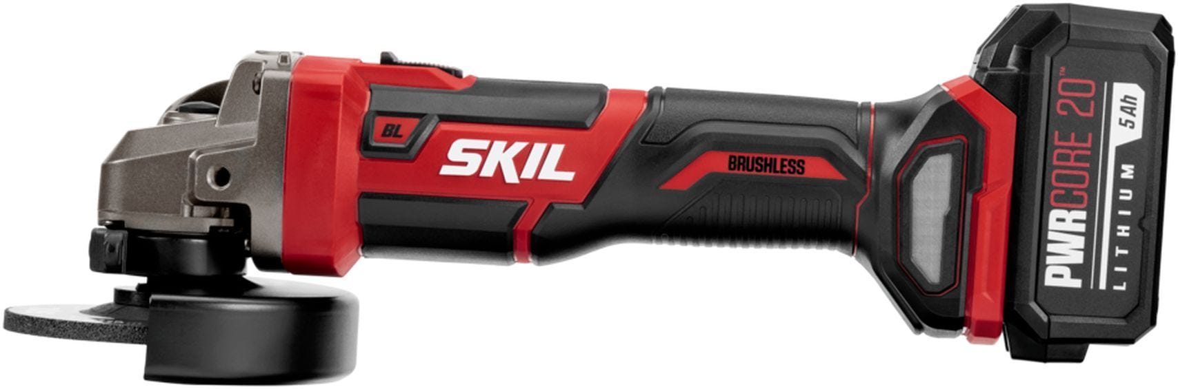SKIL AG2907-1A PWRCore 20 Brushless 20V 4-1/2" Angle Grinder Kit with 5.0Ah Battery and PWR JUMP Charger