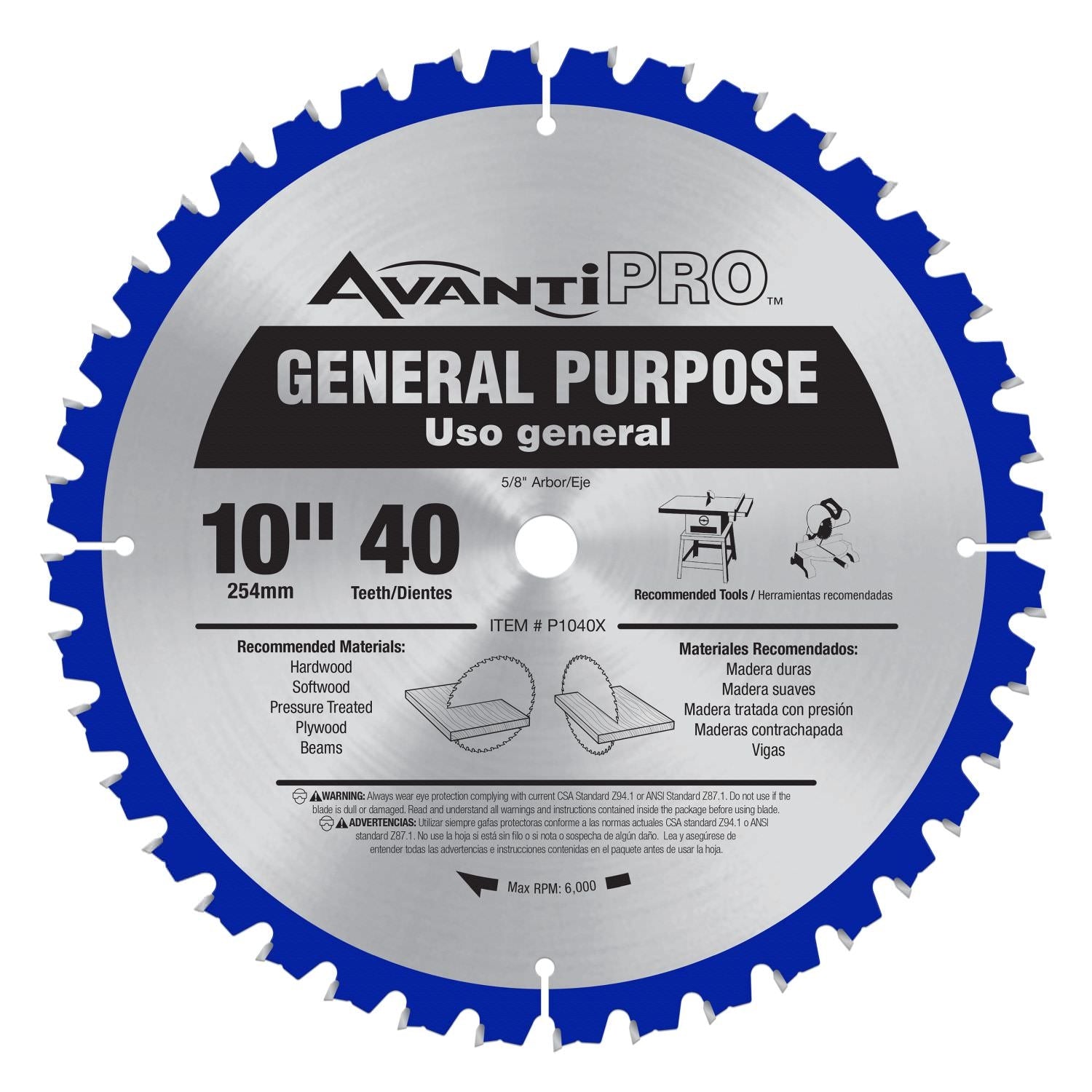 Avanti P1040X PRO 10 in. x 40-Tooth  General Purpose Saw Blade