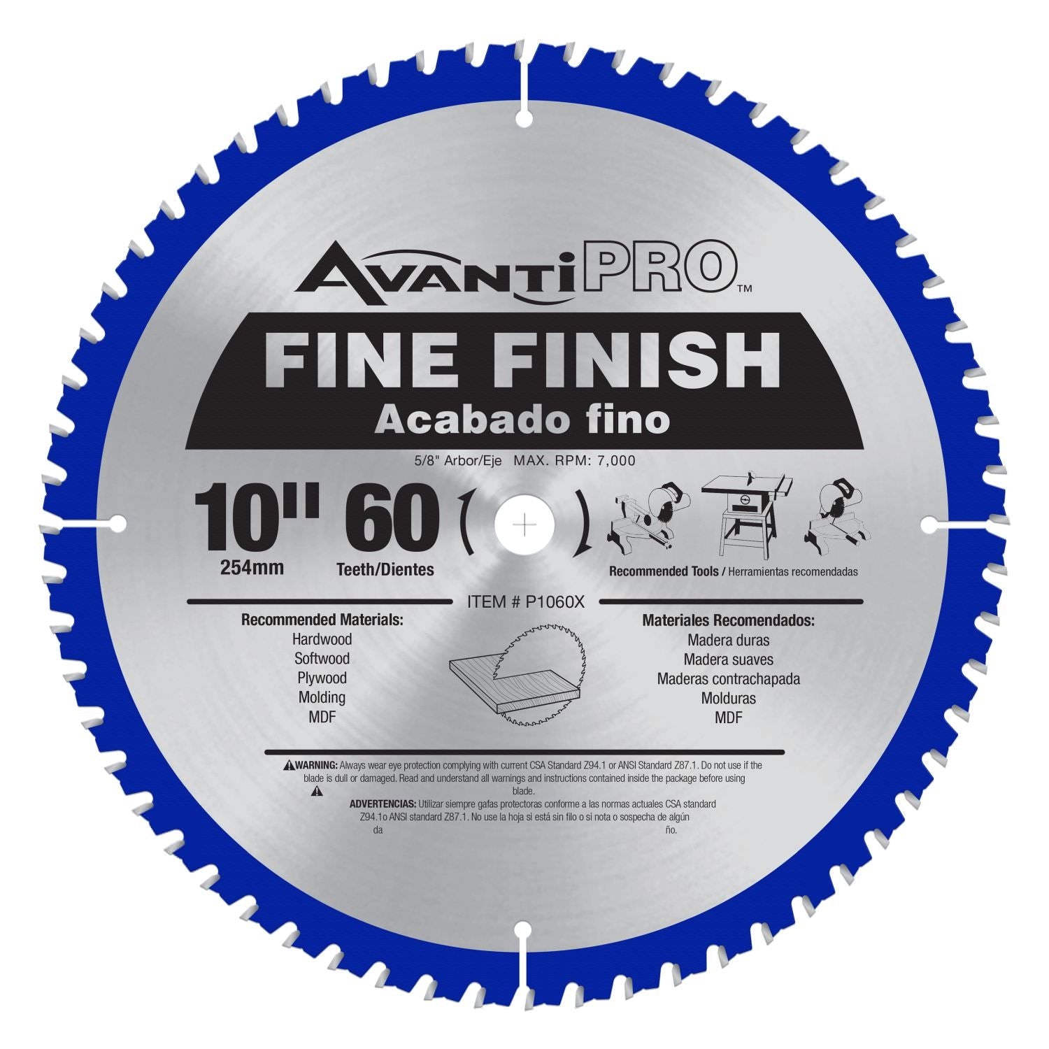 Avanti P1060X PRO 10 in. x 60-Tooth  Fine Finish Saw Blade