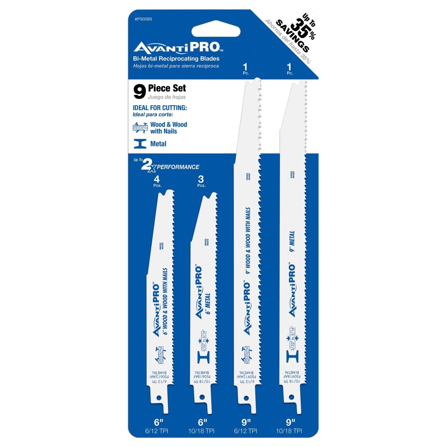Avanti PS009S PRO 9-Piece Recip Blade Set for Wood & Metal