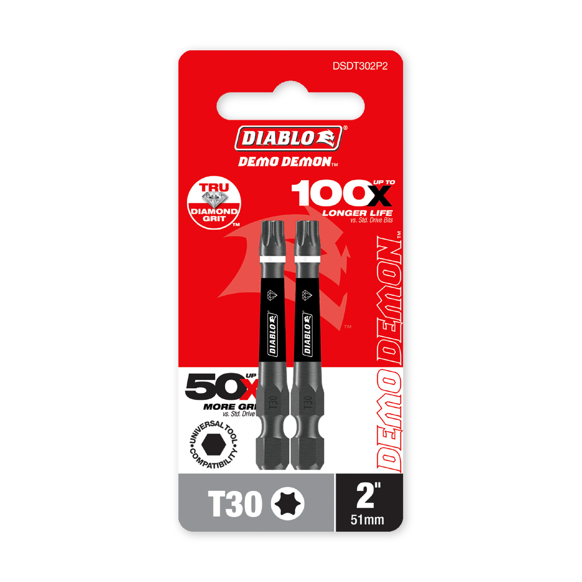 Diablo 2 in. Demon Torx T30 Drive Bit (DSDT302P2) in retail packaging