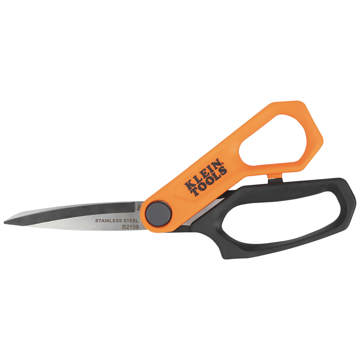 Klein Stainless Steel Utility Shears B2109 front view of stainless steel blades
