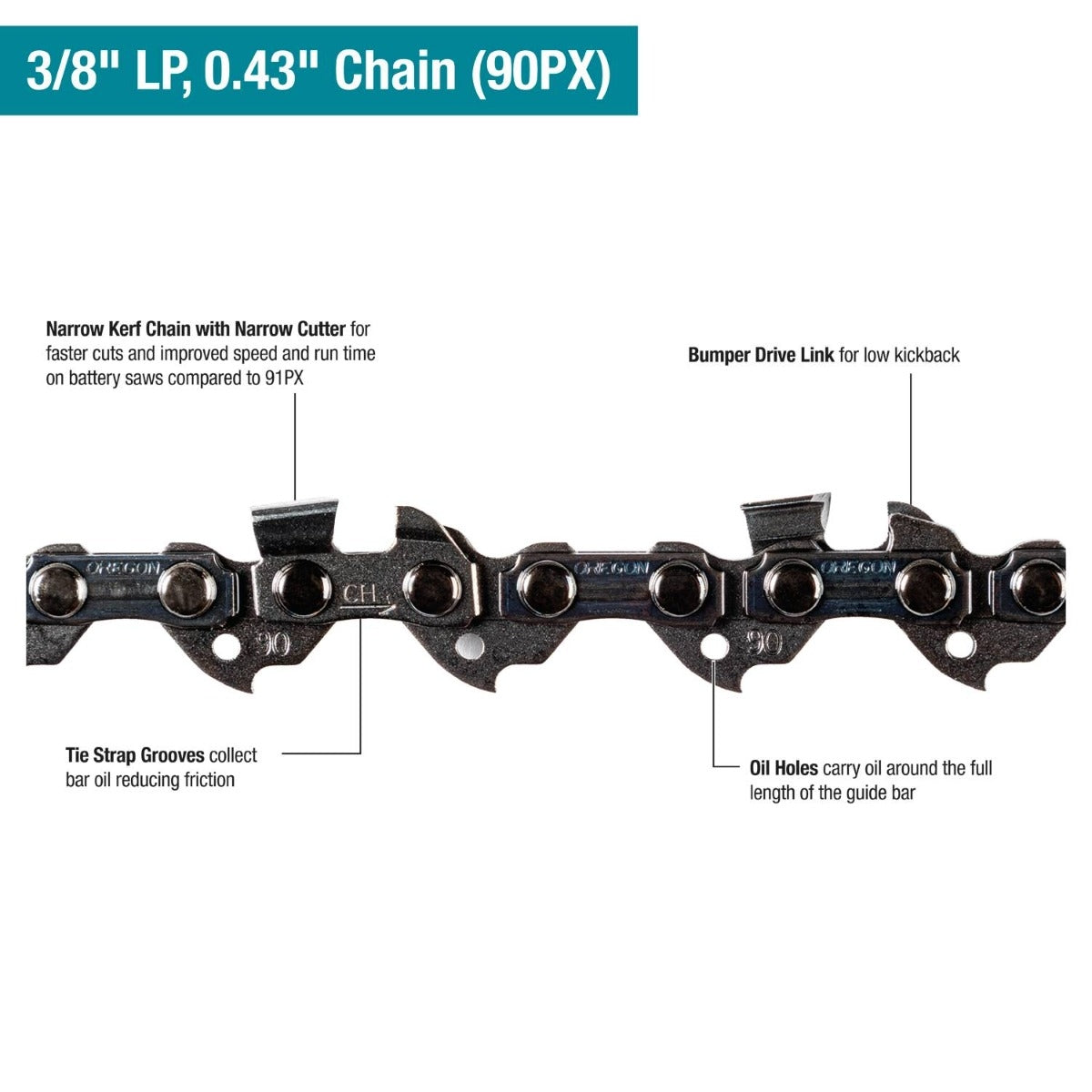 Makita E-02440 Saw Chain 12-in. , 3/8-in. LP, .043", 46, Low Kickback
