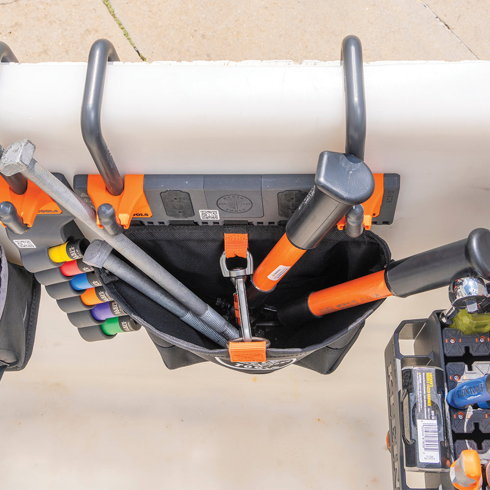 Klein Hardware Pouch Module BC510S in use on a utility bucket