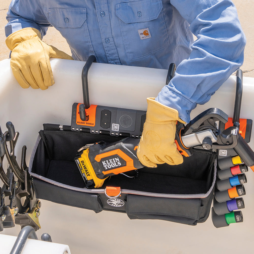 Klein Large Pouch Module hung on an aerial bucket
