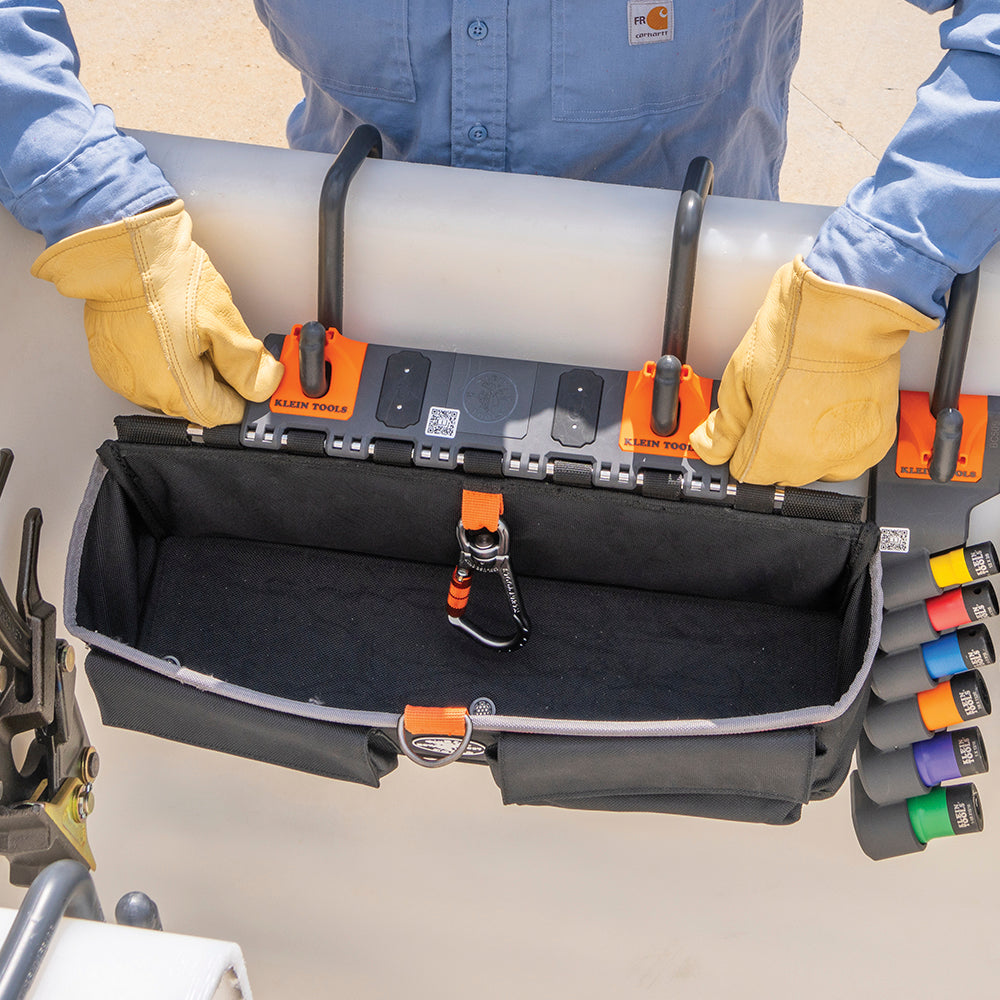 Klein Large Pouch Module holding lineman tools on a bucket