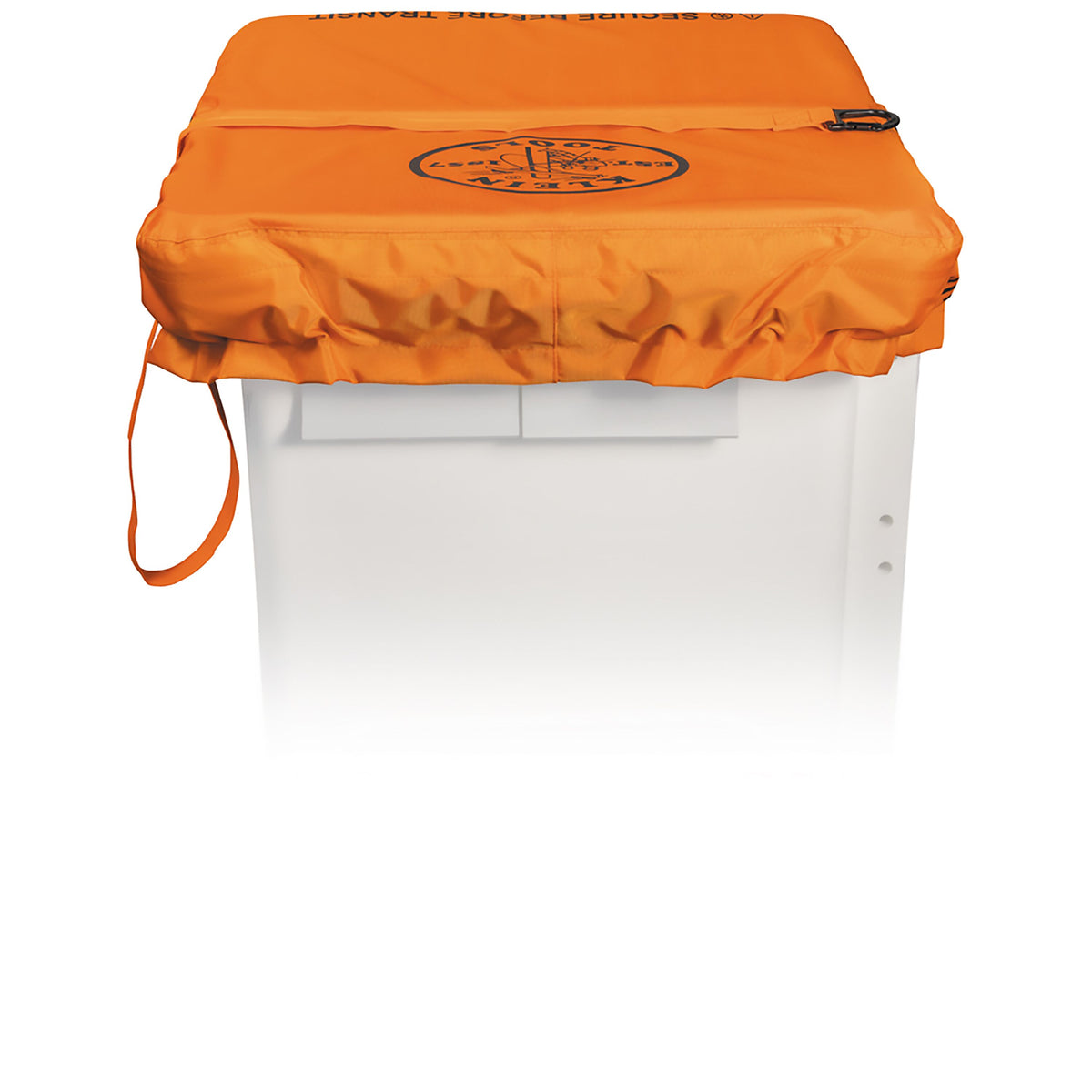 Rear view of Klein 1.5-Man Bucket Cover on a utility bucket