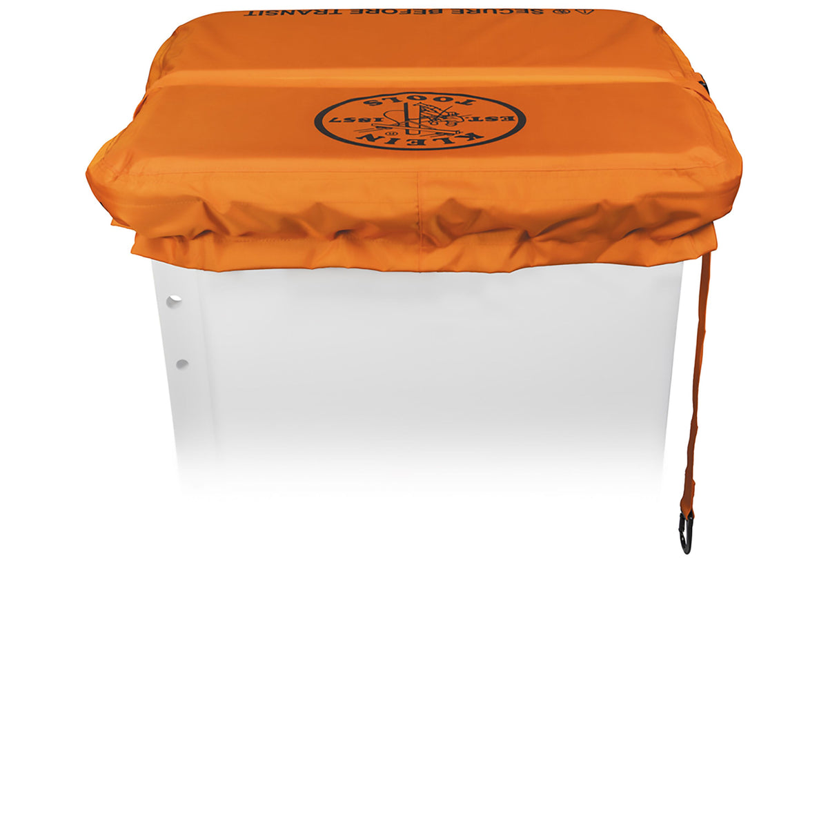 Rear view of Klein 1-Man Bucket Cover on a utility bucket