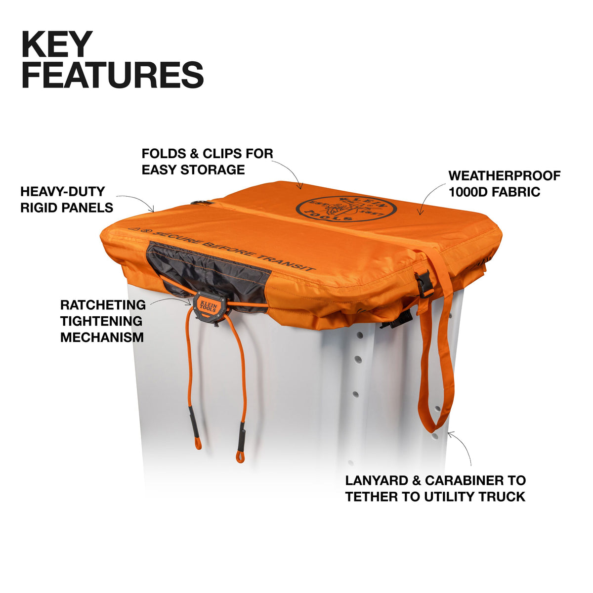 Klein 1-Man Bucket Cover ratcheting tightener