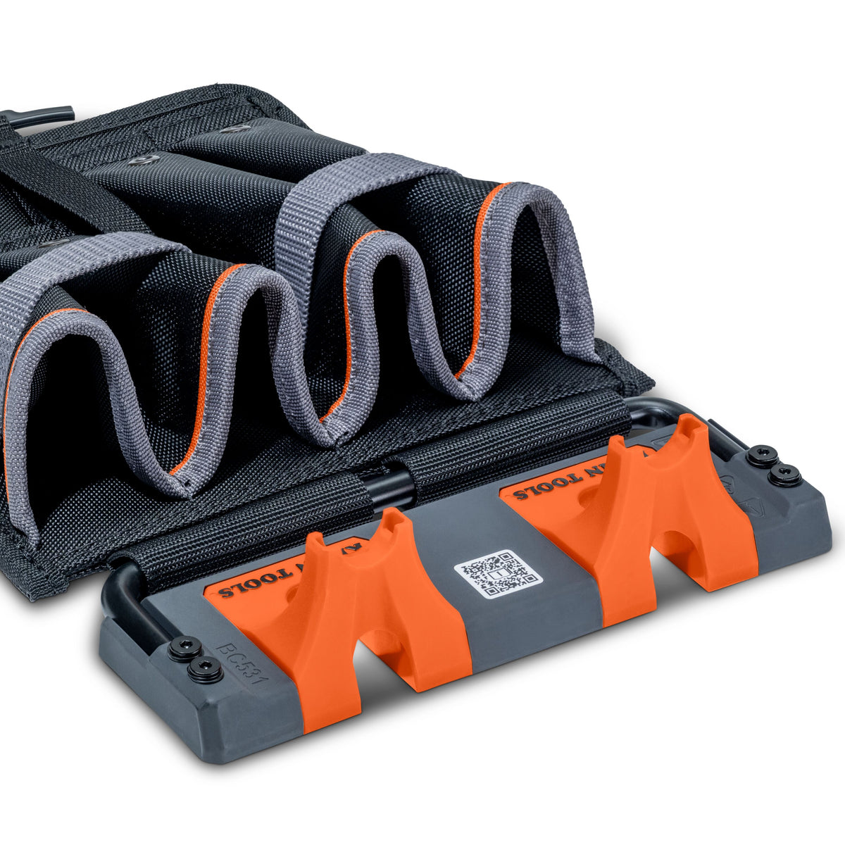 Klein Tools BC531S mini aprons stacked on a Bucket Work Center S-hook