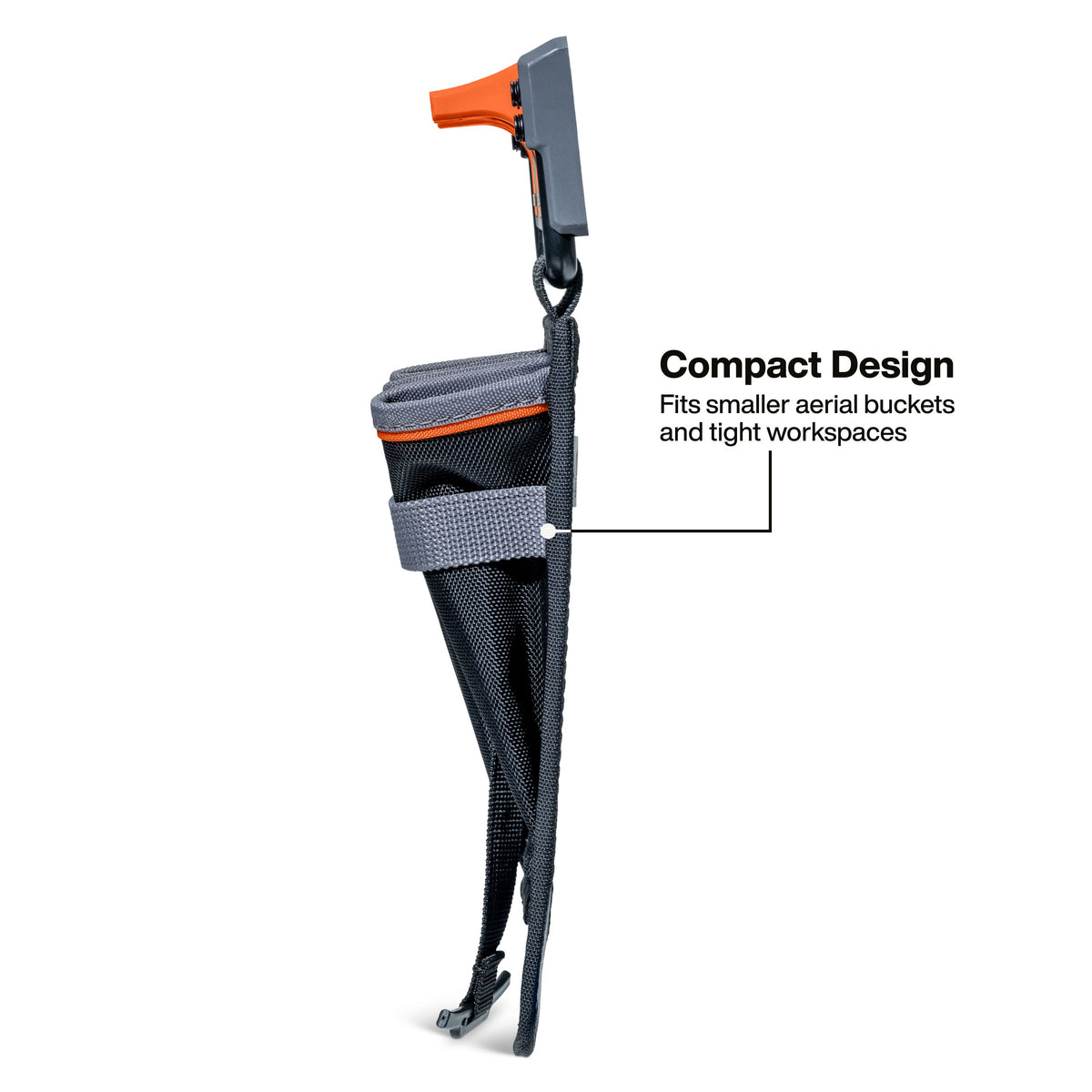 Klein Tools BC531S mini apron hung across an aerial bucket lip