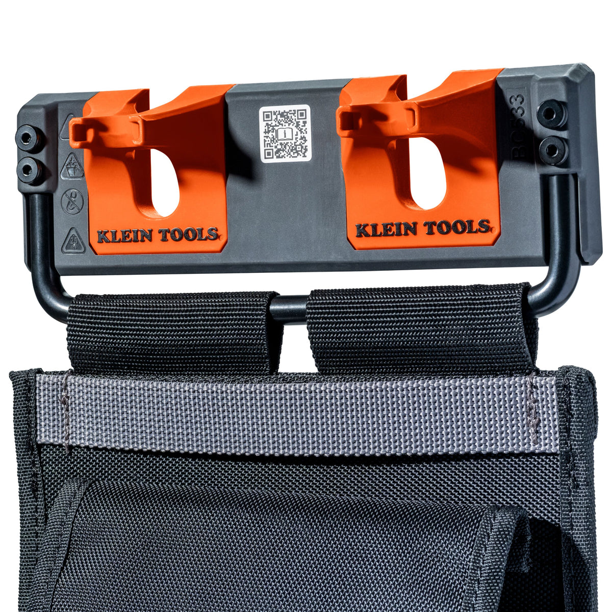 Klein Tools BC533S cutter crimper holder hung across an aerial bucket rim