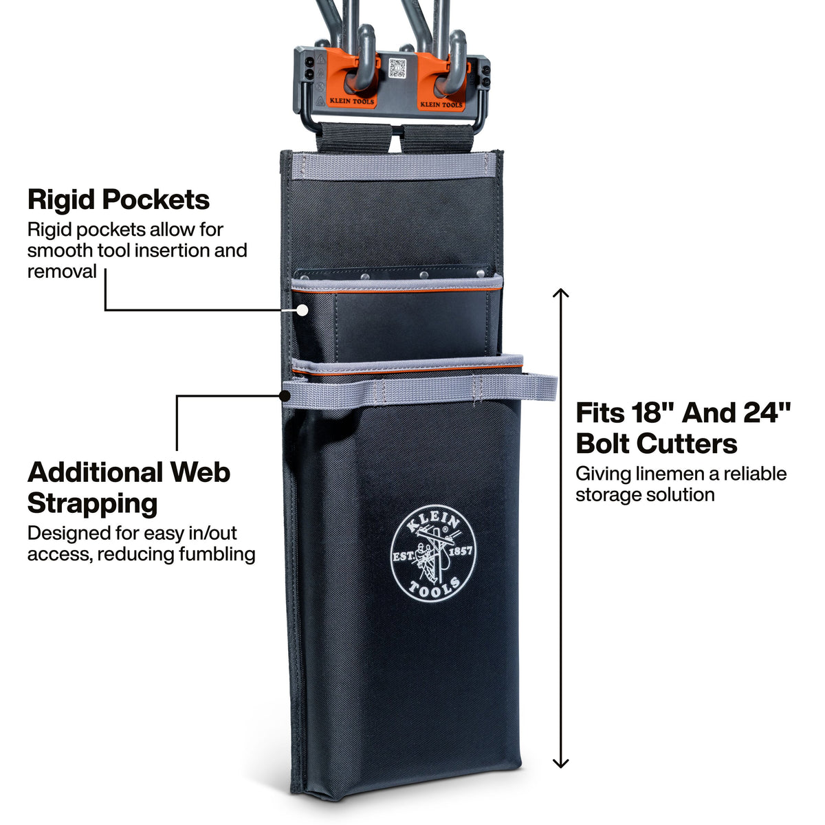 Klein Tools BC534S nose bag holding 18-inch and 24-inch bolt cutters