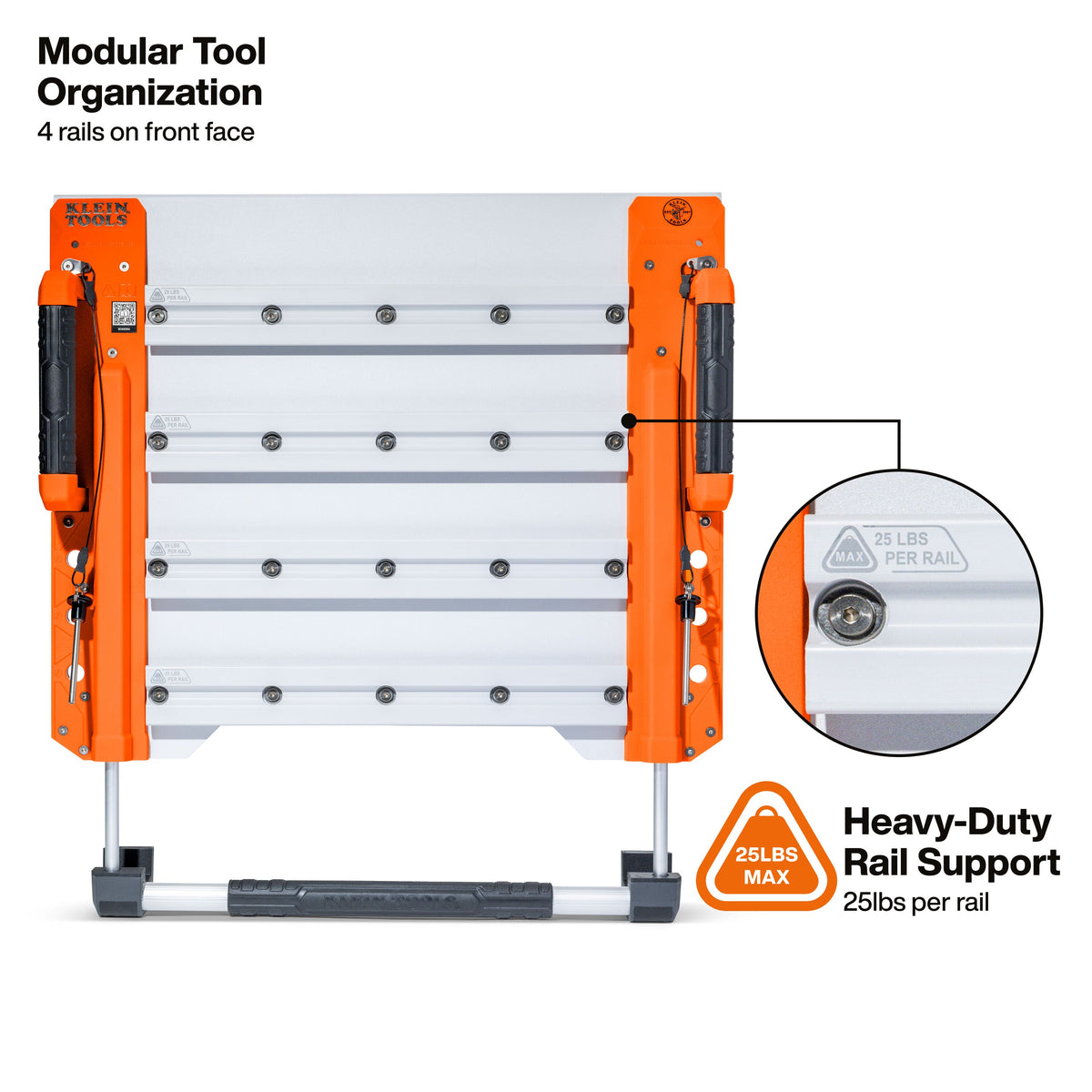 Klein Tools BC600WA LiftPro wall with four interior rails for tool organization