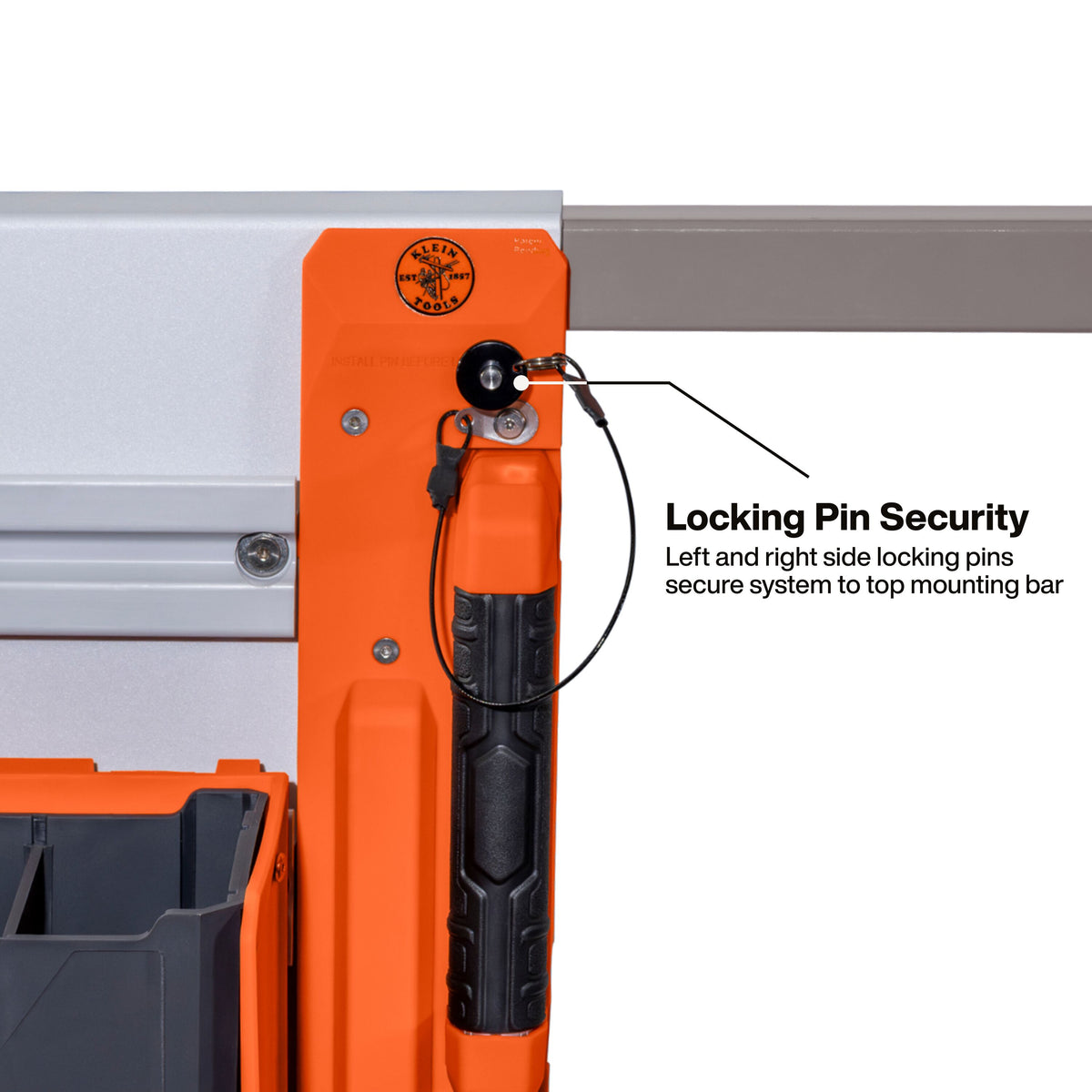 Klein Tools BC600WA spring-loaded adjustable legs fitting an 18 to 23-inch lift opening