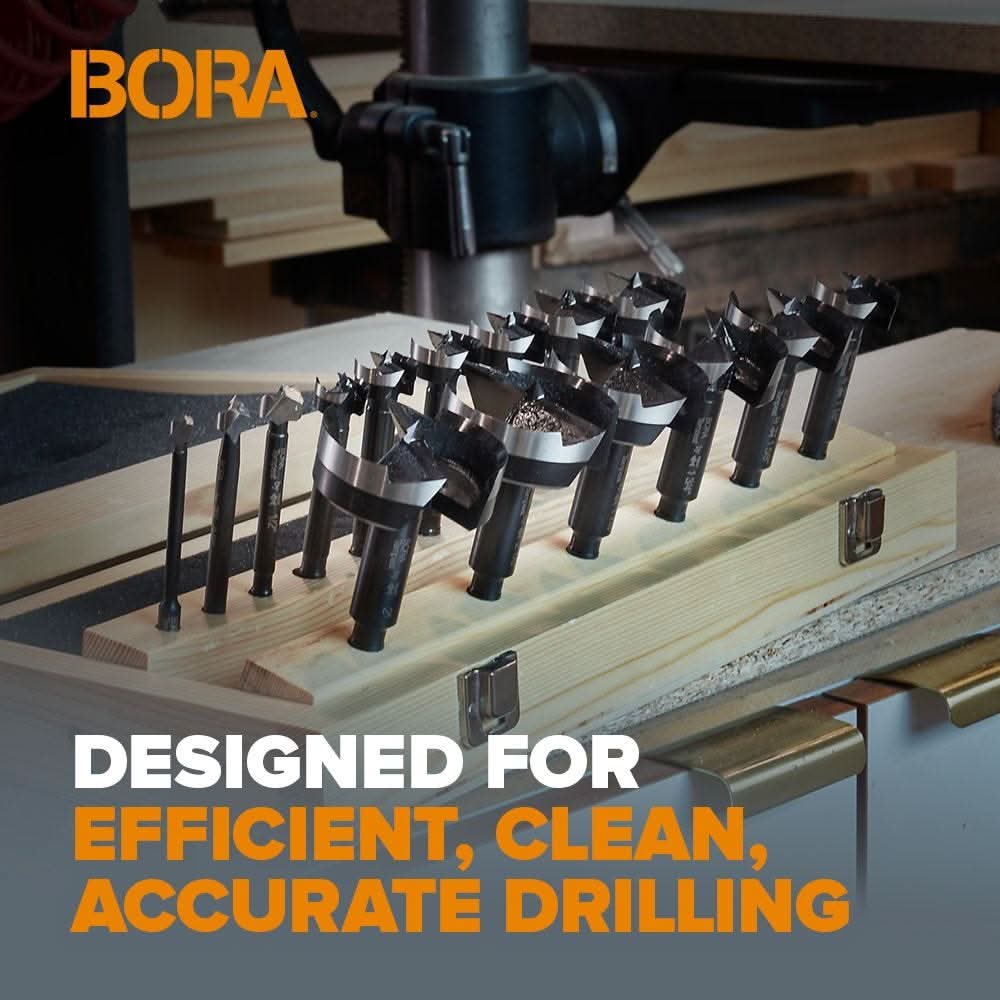 Bora BFB-009867 7-Piece Tempest Forstner Bit Set w/ Wood Box, 1/4" to 1"