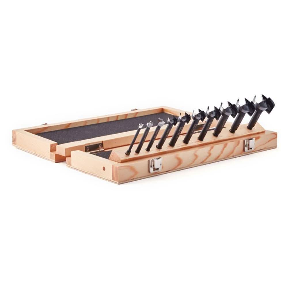 Bora BFB-009874 10-Piece Tempest Forstner Bit Set w/ Wood Box, 1/4" to 1-1/2"