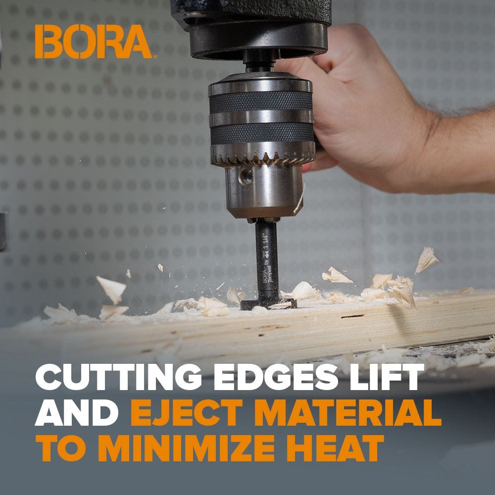 Bora BFB-009799 Tempest Forstner Bit 1-5/8" Dia x 3/8"S x 3-1/2" OAL