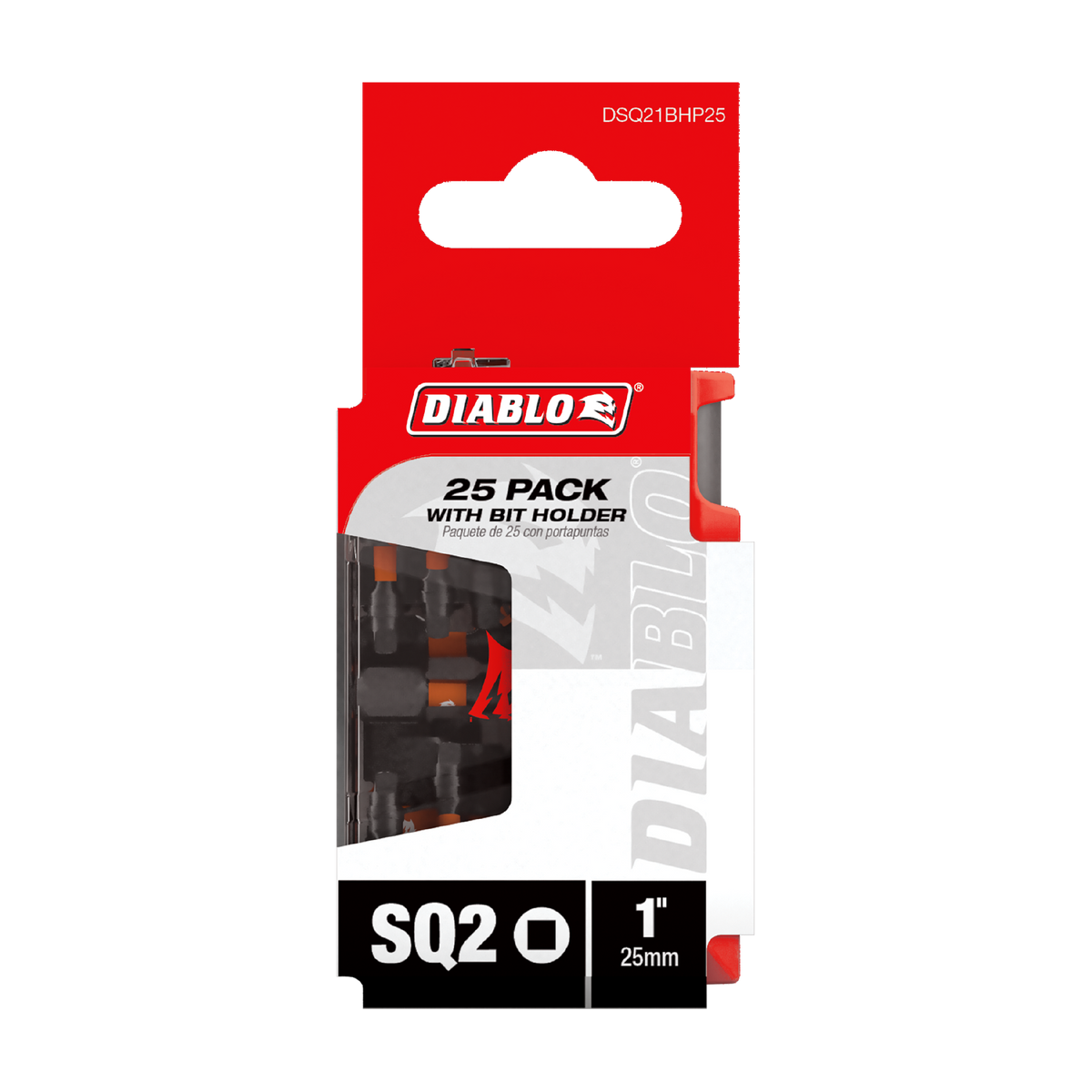 Diablo 1 in. Square #2 Drive Bit with Bit Holder (DSQ21BHP25) in retail packaging