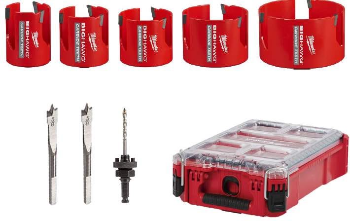 Milwaukee 49-56-9295 BIG HAWG 9-Piece Carbide Hole Saw Set PACKOUT Kit (PROMO)