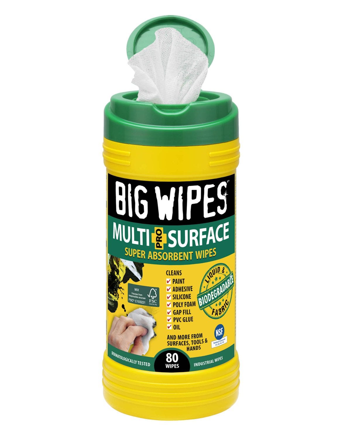 Big Wipes Industrial Cleaning Multi-Surface Pro+, 80-Count