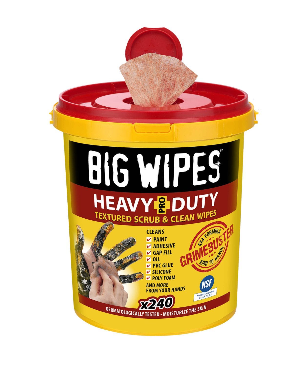 Big Wipes Industrial Cleaning Heavy Duty Bucket, 240-Count
