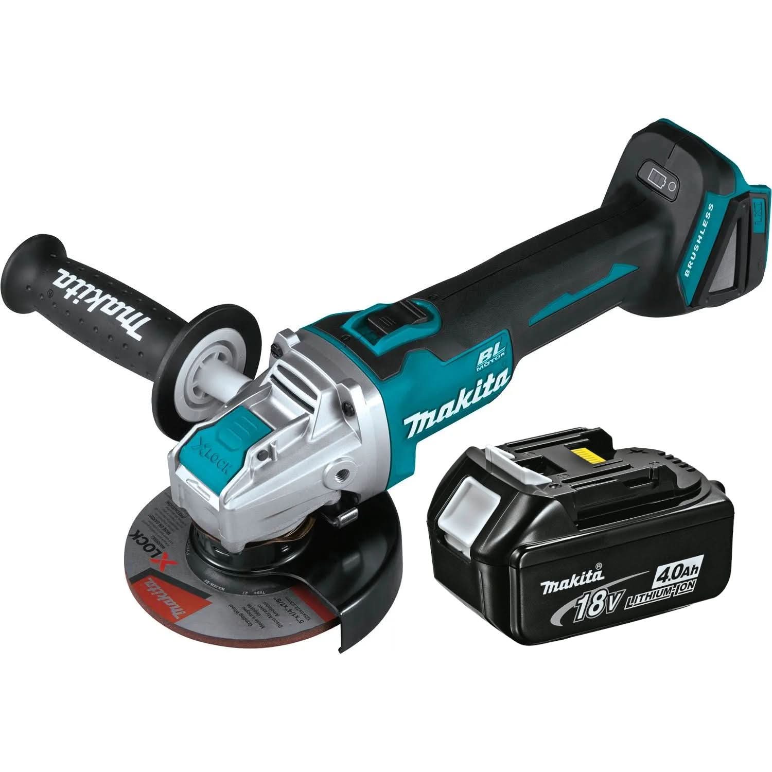 Makita 18V LXT Brushless 4-1/2 in. / 5 in. X-LOCK Angle Grinder with AFT plus 18V LXT 4.0Ah Battery